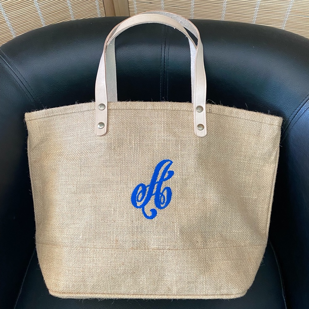 Ballard Bags Burlap Straw Tote NWOT